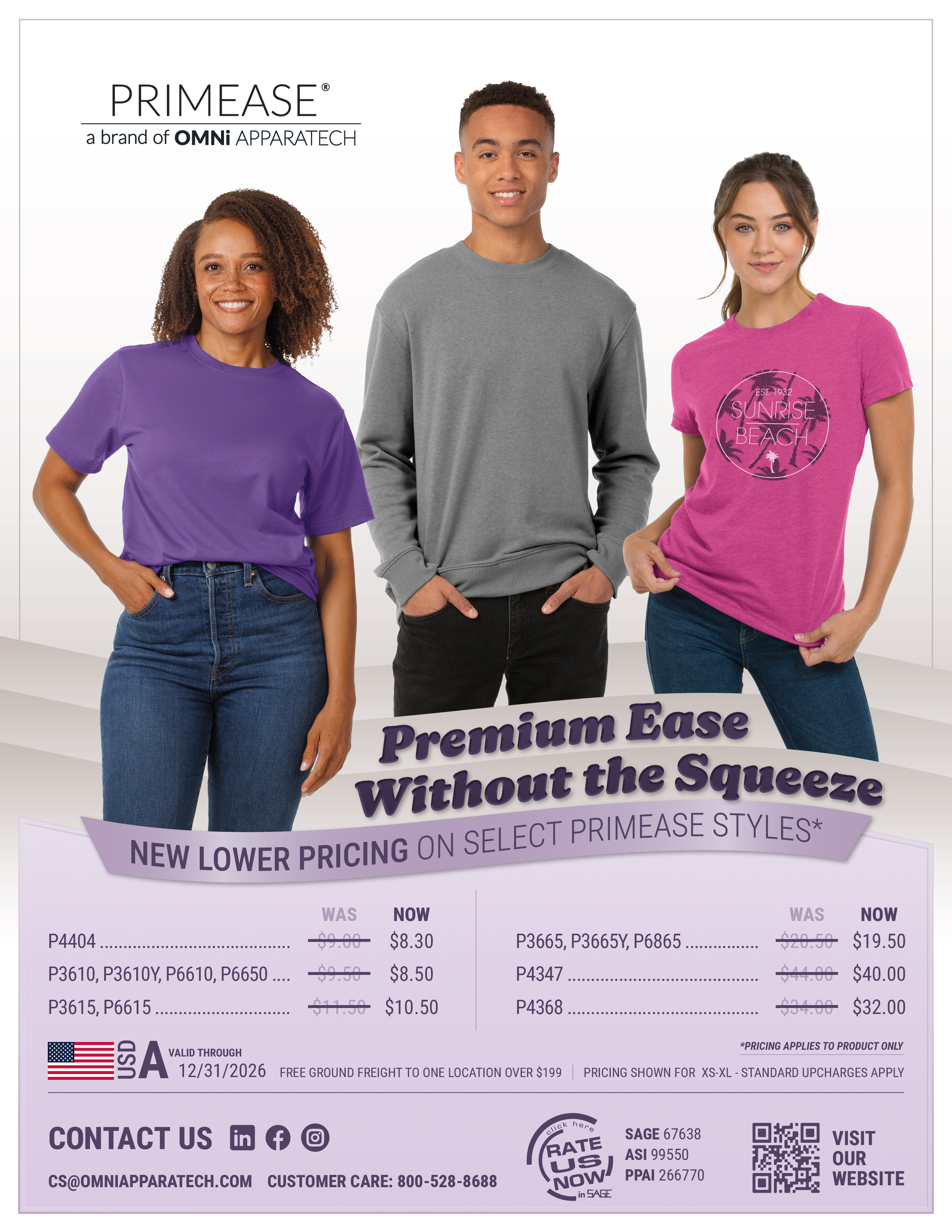 New Lower Pricing on Select Primease Styles