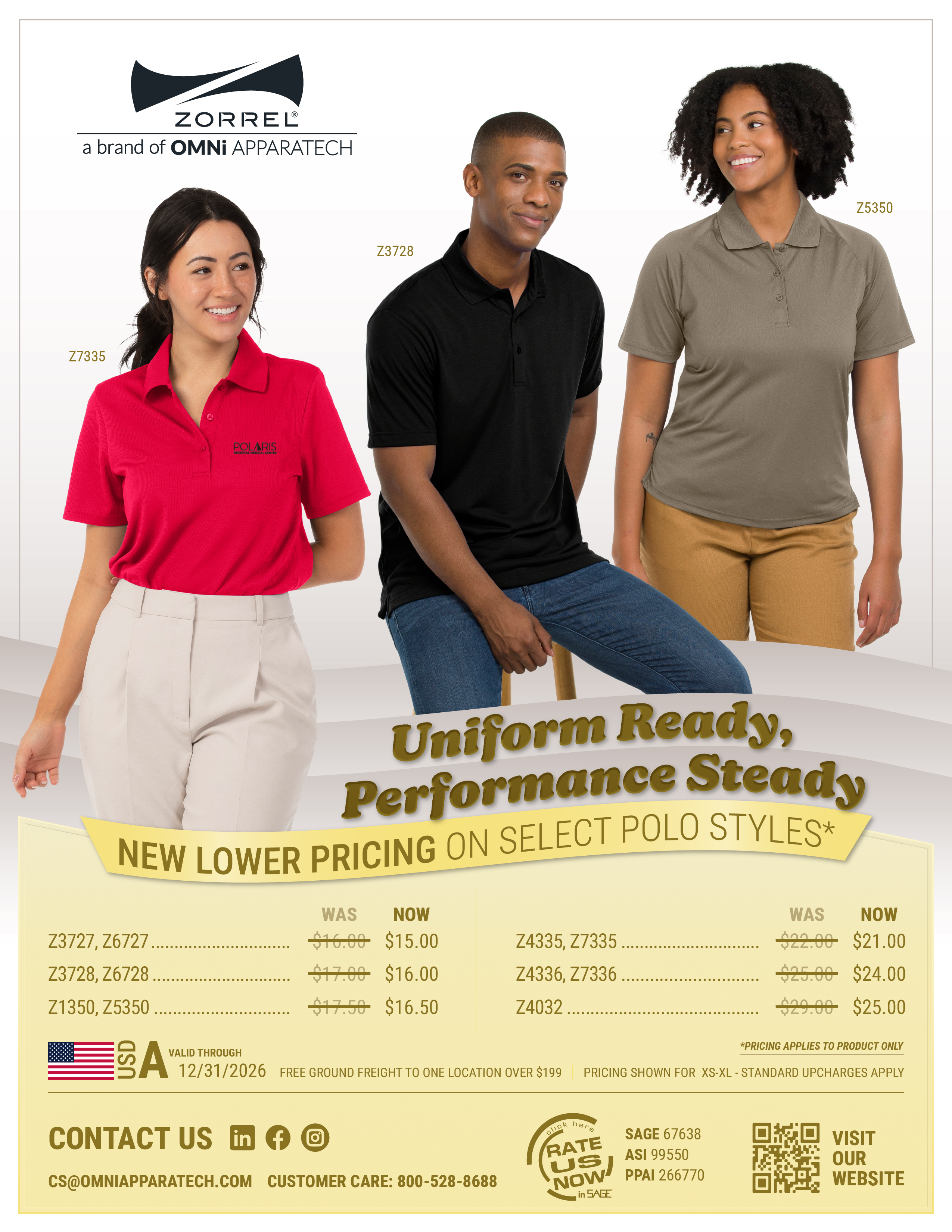 New Lower Pricing on Select Zorrel Polos