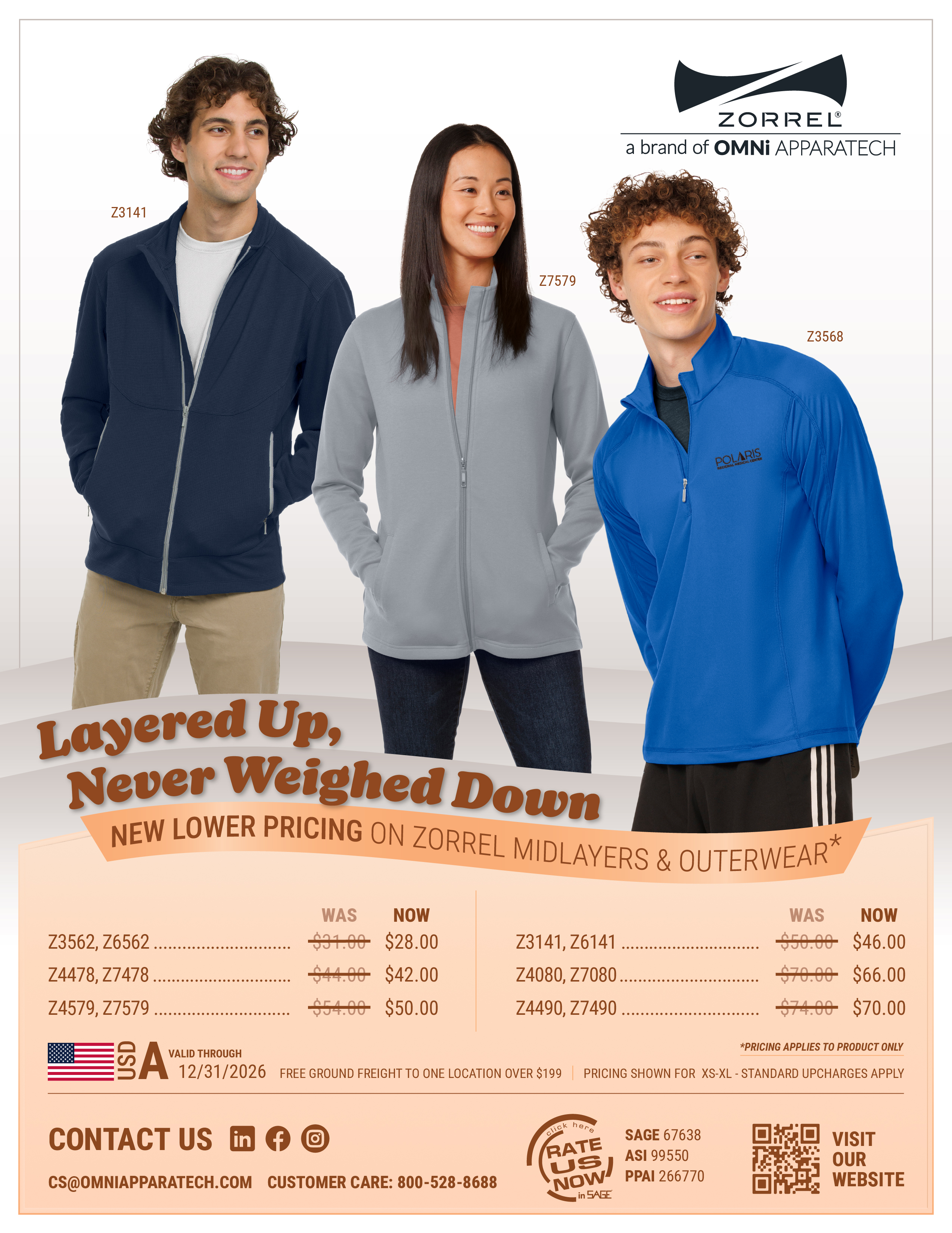 New Lower Pricing on Select Zorrel Midlayers and Outerwear