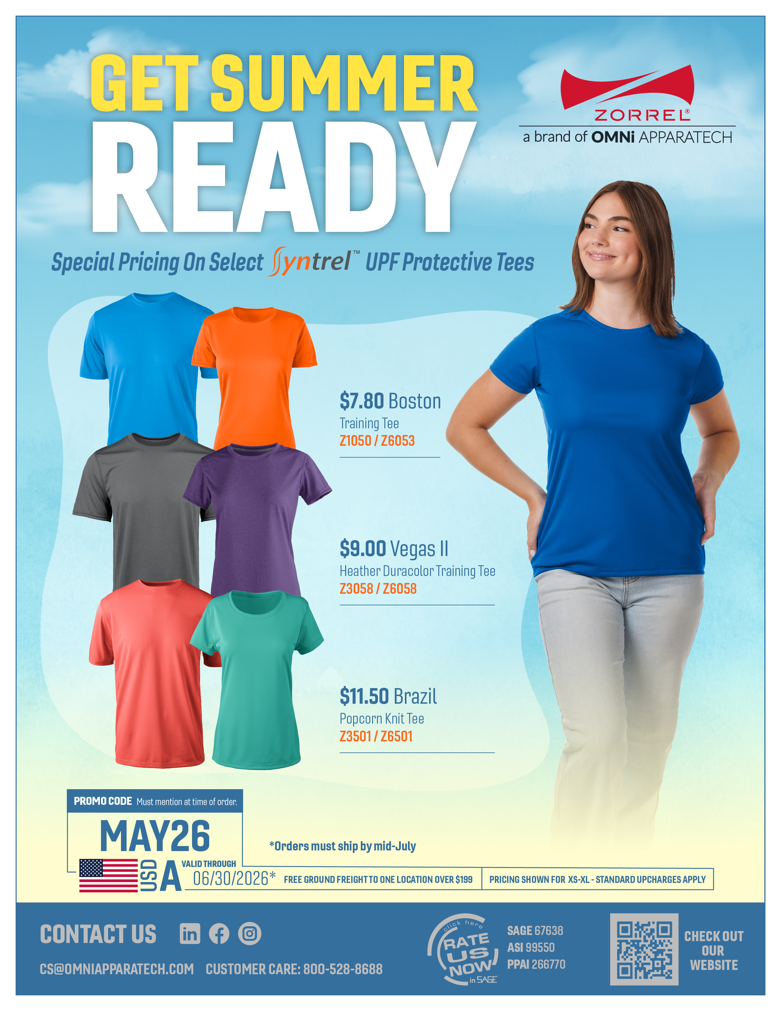 OMNi Apparatech Special Pricing Syntrel UPF Protective Tees