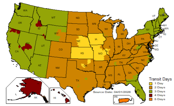 UPS Ground Map 2026